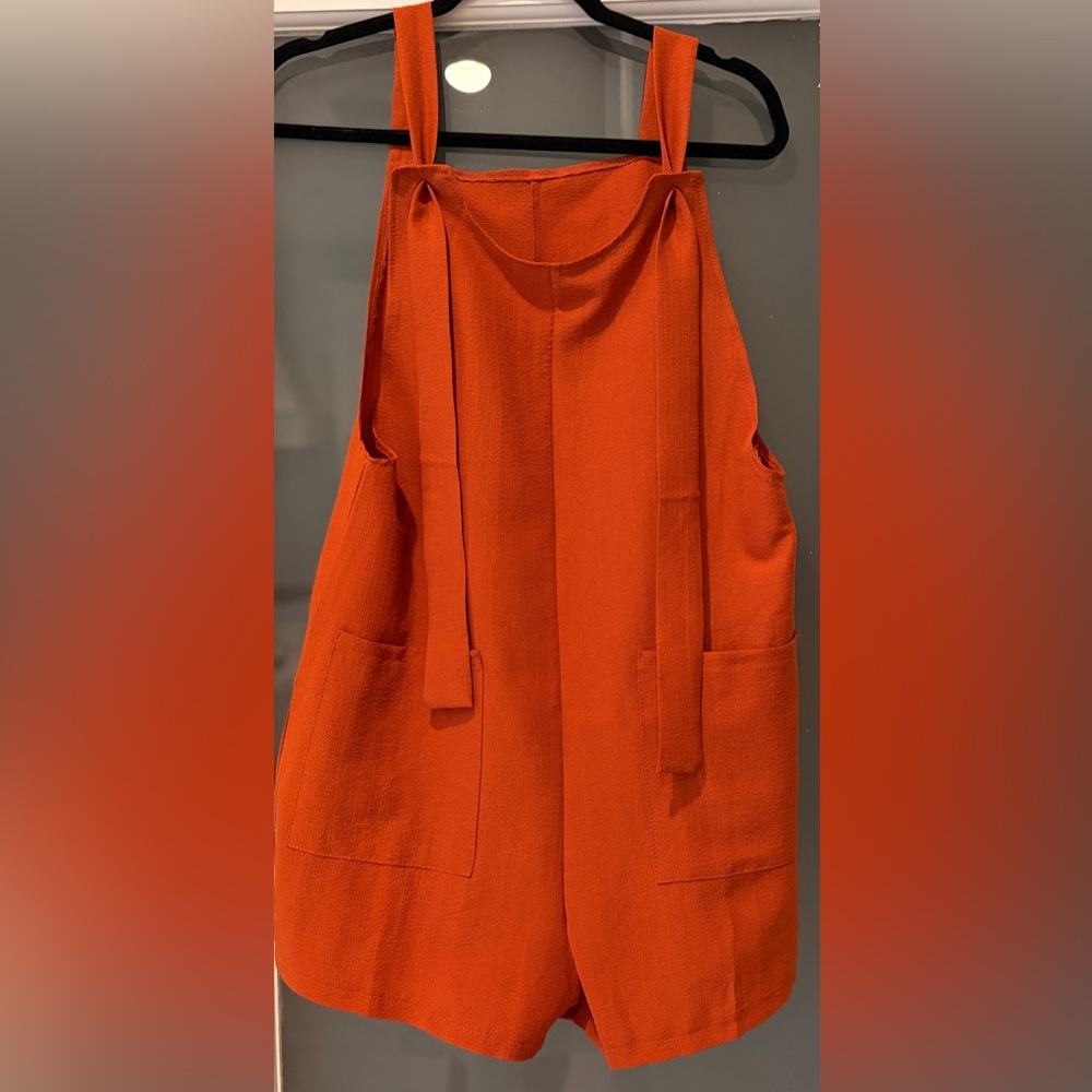 Vibrant Orange Short Overalls.